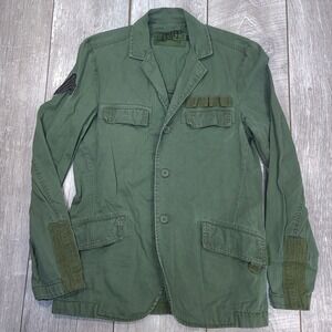 Tripp NYC Military Blazer Jacket Mens Small Green Cotton Punk Goth Daang Goodman